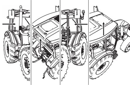 A TRAKTOR BEMUTATÁSA Vészkijáratok A traktor felborulása esetén, vagy ha korlátozva van a traktorból való kiszállás, akkor vészkijáratként használja a jobb vagy bal ajtót, a hátsó nyitható ablakot