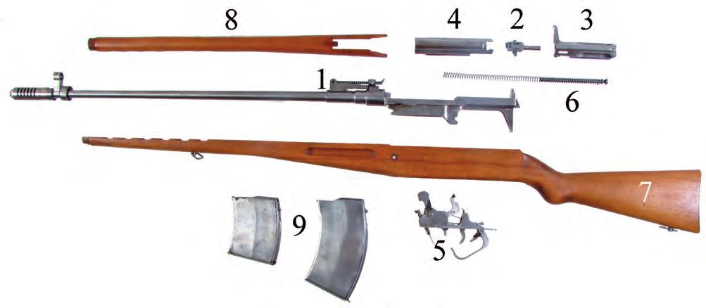 Haditechnika-történet 13. ábra. A 7,62 mm-es puskatöltény (pl.: kireteszelés, ürítés stb.) végrehajtását a lövéskor fellépő hátralökő erőre bízták.