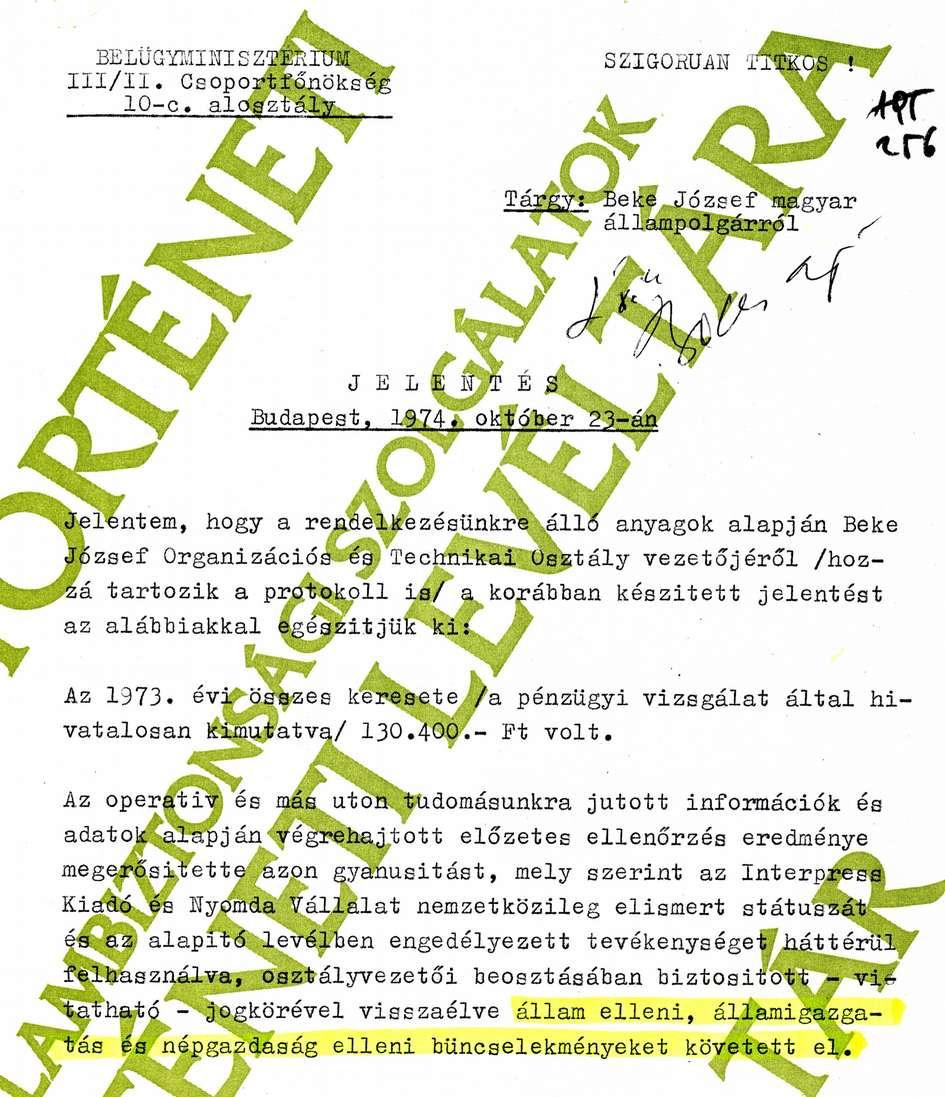 Beke állam-, államigazgatás- és népgazdaság elleni bűncselekményeket követett el Dr. Varga Ferenc r.