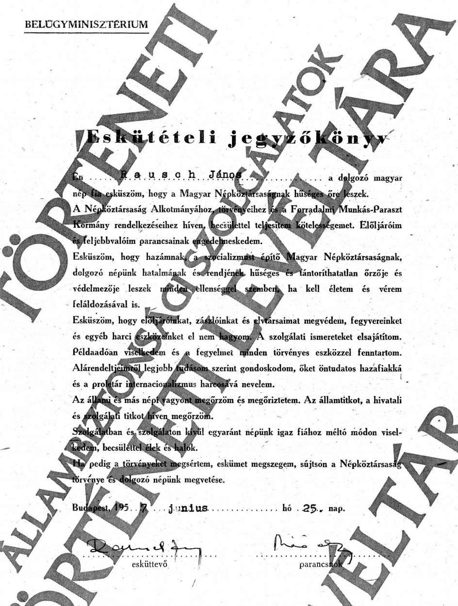 Rausch János eskütételi