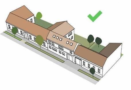 A tető hajlásszöge +,-4 fokkal térhet el a szomszéd ház tetőhajlásától.