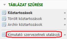 A Köztartozások táblában alapértelmezetten csak a folyó évi köztartozások szerepelnek, a korábbi évek köztartozásai az Archív köztartozások táblában találhatók meg.