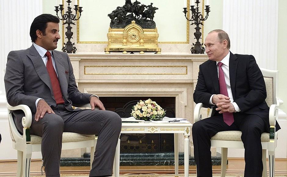 Oroszország és Katar A katari emír látogatása 2016 januárjában a Kremlben.