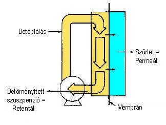 2. A sejtek elválasztása 29 2.1.6.1. ábra: Mikroszűrő A mikroszűrő működhet szakaszos és folytonos üzemben is. A szakaszos eljárásnál nincs állandó betáplálás, a retentátot recirkuláltatják.