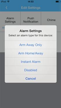 1. Alarm settings (Riasztóbeállitás -