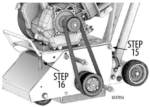 Húzza meg a motor tartólemezének csavarorsóján a rögzítőanyát a 9/6"-es csavarkulccsal, hogy ne fordulhasson el. 4.
