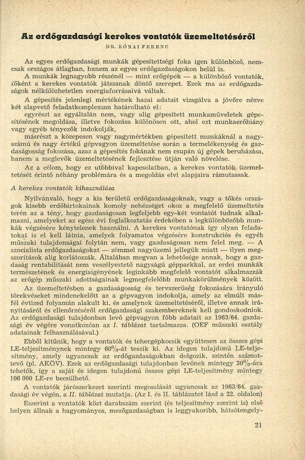Az erdőgazdasági kerekes vontatők üzemeltetéséről DR.