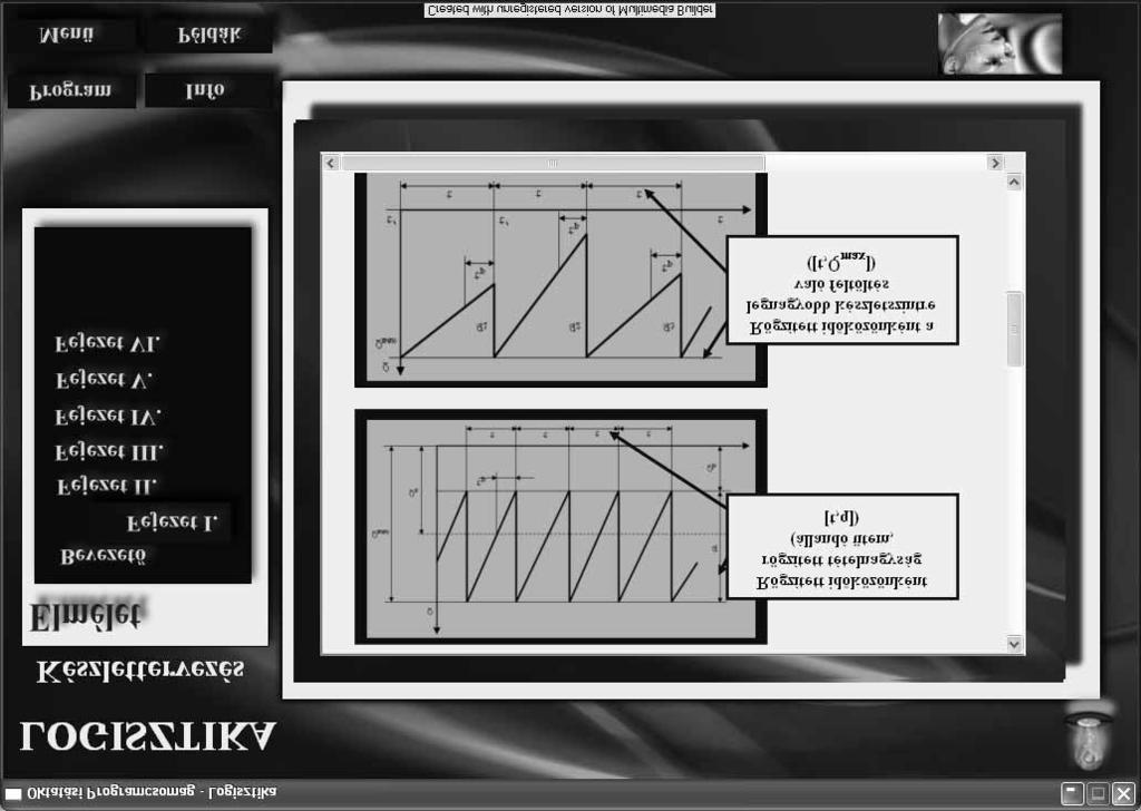 2. ábra Készlettervezés modul Elmélet menü A programcsomag fejlesztõi környezete a Multimédia Builder 6.9, illetve a Real-Draw Pro.