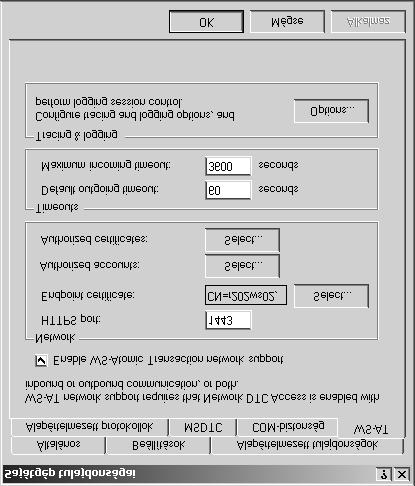 5. ábra A WS-AT beállításai A WS-AT konfigurációját ellenõrizhetjük a már említett wsatconfig.exe parancssoros programmal, ha azt a show paraméterrel hívjuk meg.