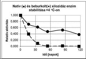 6,0) extraháltuk és ennek aktivitását mértük. A beburkolt enzim termék koncentrációja mintegy 0,02 mg/ml.