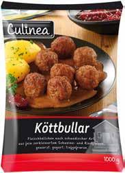 84% HÚS- TARTALOM GYORSFAGYASZTOTT 1899 1 kg CULINEA SVÉD HÚSGOLYÓK Finomra aprított sertés- és marhahússal MILBONA