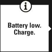 ALACSONY AKKUMULÁTORTÖLTÖTTSÉGRE FIGYELMEZTETŐ ÜZENETEK Battery low. Charge (Alacsony töltöttség. Töltse fel.) Az elem töltöttsége alacsony. Javasolt az M400-at feltölteni.
