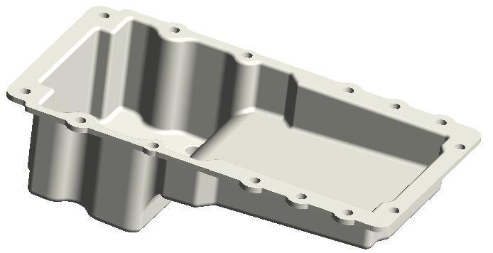 Fröccsöntés 1. ábra:: Az olajteknő 3D modellje A kompozit olajteknő előállítása legkönnyebben a fröccsöntés eljárással valósítható meg.