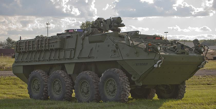 3.9. ábra, Kiegészítő ballisztikai védőelemekkel felszerelt Stryker ICV DVH jármű. [92] A JWF Defense Systems by General Dynamics Land Systems Canada 805 db Stryker fejlesztését nyerte el 2009-ben.