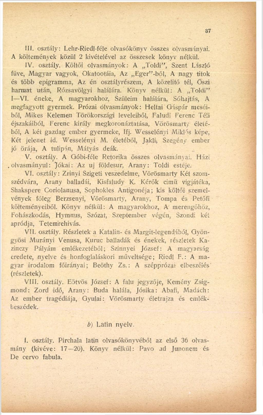 37 III. osztály: