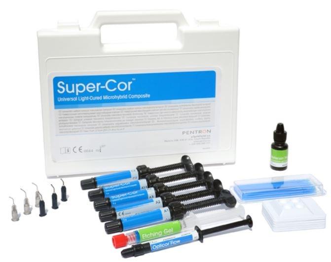 Kompozit Szettek Super -Cor készlet Univerzális mikrohibrid kompozit 16 500 Ft Kész l et ta rtalma : 5x5g Super Cor A2,A3,A3,5,B1,C2 3,5 g savazó