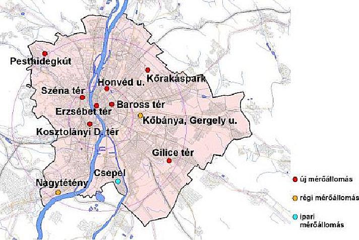 5. Budapesti mérőhálózat 5.1 Légszennyezettségi mérőállomások Budapesten 9.