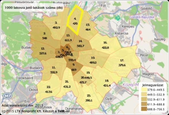 Lakásállomány A 2001-es népszámláláskor Újpest lakásállománya 43 191 db volt. 2001 és 2011 között a IV. kerület lakásállománya lassú ütemben gyarapodott, a fővárosi átlagnál lassabb mértékben.