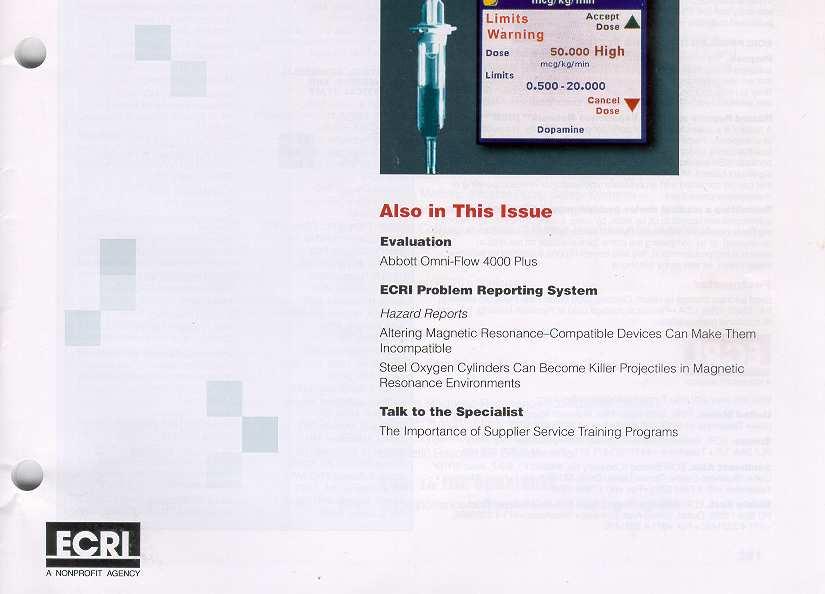 Systems are not recommended for purchase * Alaris is the only