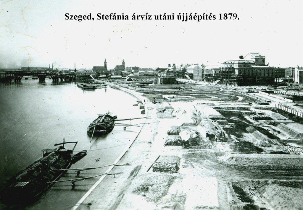 (1) Back Bernát gőzmalom kéményei, (2) Régi tisztasági fürdő kéménye, (3) Szerb templom, (4) Szent Demeter templom,