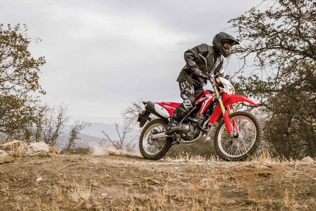 22 23 CRF250l BÁRMIRE KAPHATÓ A CRF450R új, feltűnő stílusában folytatja pályafutását a sokoldalú, bármilyen szerepkörre alkalmas CRF250L.