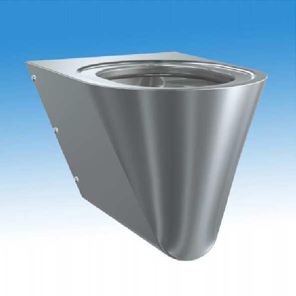 CMPX592S Falra szerelhető hátsó kifolyású WC rozsdamentes acélból, selyemfényű, 2 félülőkével CMPX592W Falra