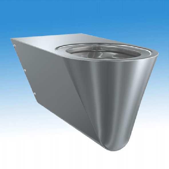 kifolyású WC mozgássérülteknek, rozsdamentes acélból, selyemfényű, ülőke nélkül 700x352x365 mm CMPX594W Falra