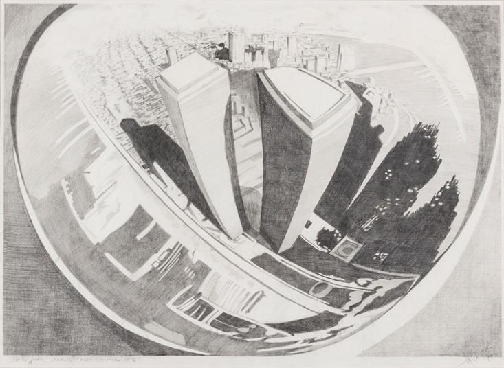 Heltai Ervin Jack World Trade Center 1978 Ceruza, papír 475 655 mm