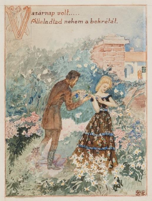 156. Nagy Sándor (Németbánya, 1869 Gödöllő, 1950) Vasárnap volt Tus, akvarell,