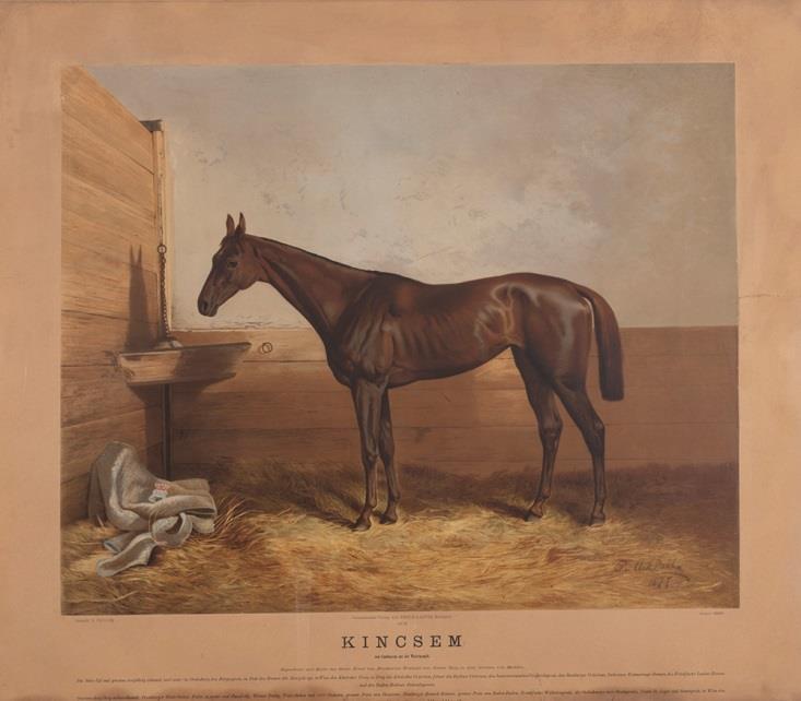 159. Pállik Béla (Nagymihály, 1845 Budapest, 1908) Kincsem (1877) Litográfia, papír