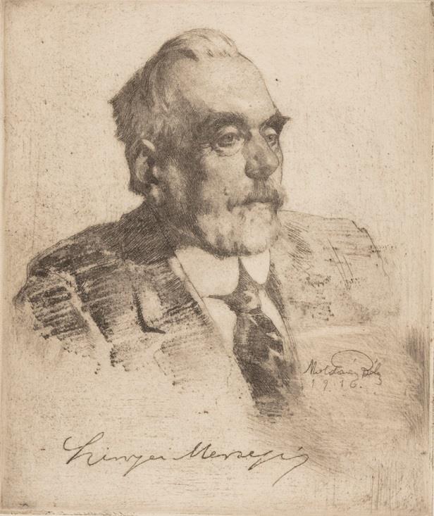 214. Zombori-Moldován Béla (Munkács, 1885-1967, Budapest) Szinyei Merse Pál (1916) Rézkarc, papír 180 155 cm Moldován Béla 1916 Kikiáltási ár: 16 000 Ft /