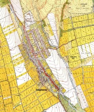 Az 1941-es katonai felmérési térképről látható, hogy a település történelmi része nem sokban változott, csupán az épületek száma növekedett meg.