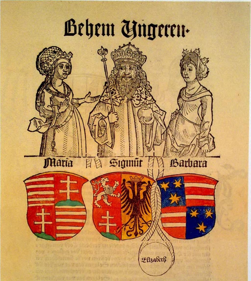 Borbála királyné és udvara Zsigmond király feleségeivel, Máriával és Borbálával. Szász krónikaillusztráció, 1492 elcserélte az ország északkeleti részén fekvőkre.