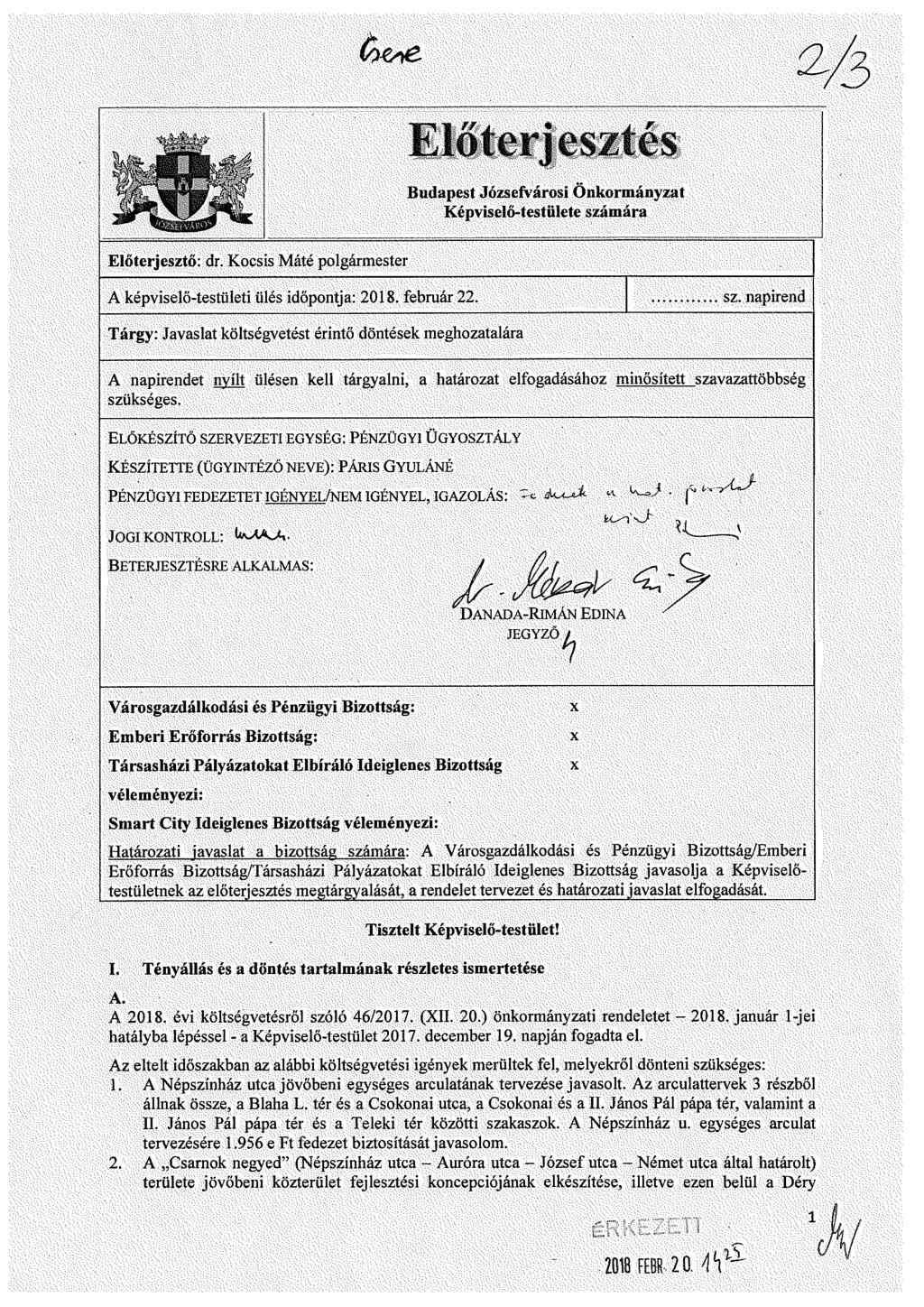Budapet Józefvári Önkrmányzat Képvielő-tetülete zá