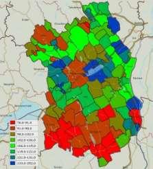 9. térkép: A tényleges szaporodás/fogyás települési értékei (a) Fejér megyében és (b) Magyarországon a 2001-es és 2011-es népszámlálási lakónépesség adatok alapján Forrás: KSH TEIR