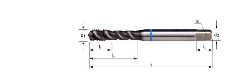 E414 M 48 csavarthornyú kék Shark gépi menetfúró, hátrafelé kúpos E414 2.1 2.2 2.3 2.4 1.3 1.4 1.5 E414 E414 NEW M3 - M20 l 4 P Ø a E414 M z 3 0.50 56 6 3.5 2.7 6 3 2.5 18 E414M3 4 0.70 63 7 4.5 3.