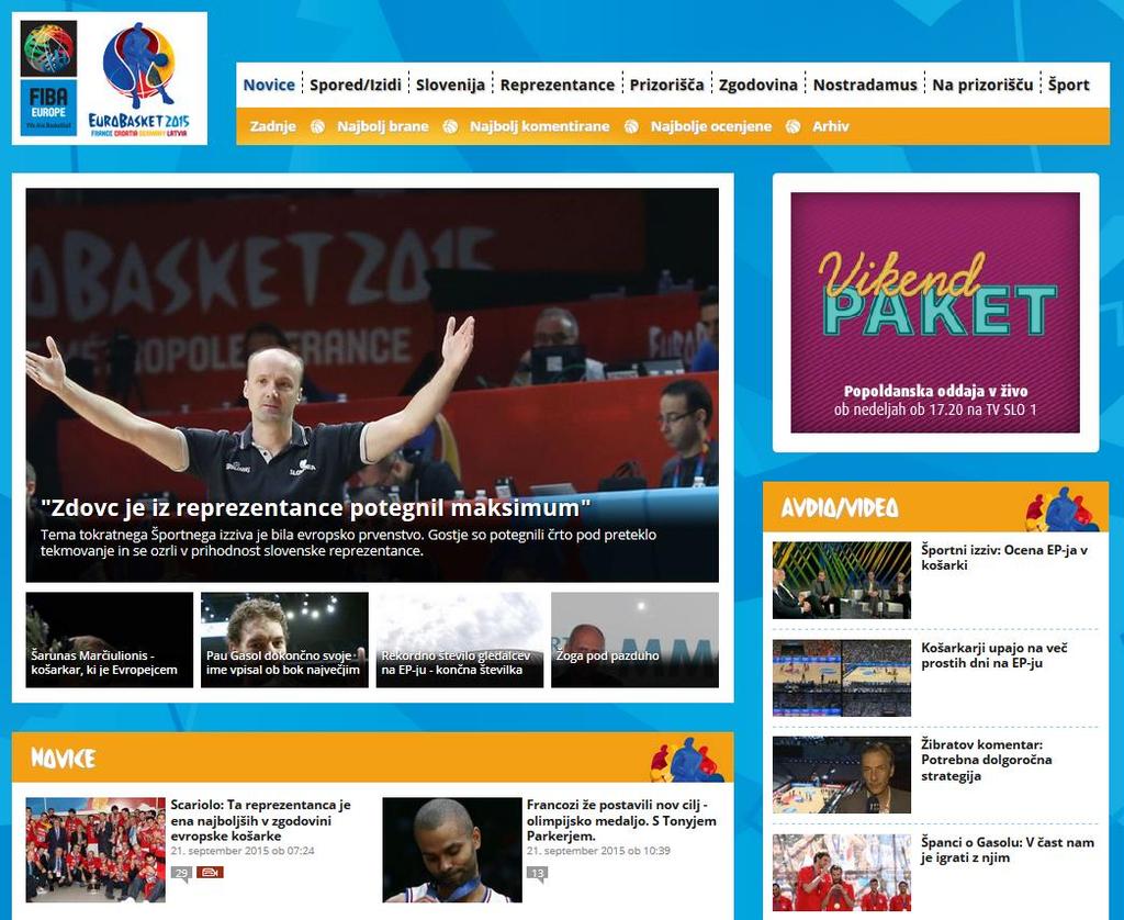 V okviru posebnih portalov smo objavljali infografike, poglobljena poročila in rezultate tekem, RTV-oddaje in prispevke, analize strokovnjakov ter omogočili sodelovanje uporabnikov preko priljubljene