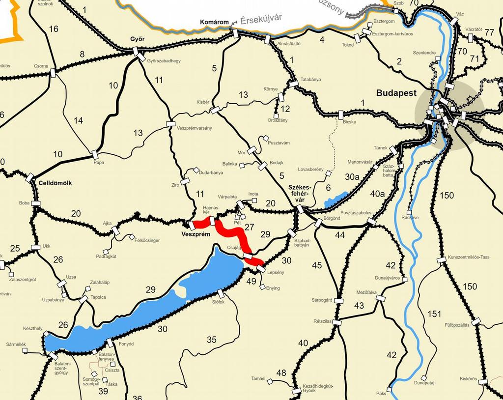 A 27-es Veszprém - Lepsény vasútvonal személyforgalom újrafelvételéről Győr Veszprém Siófok vasúti tengely megvalósítása Bevezető A Veszprém Lepsény vasútvonal Hajmáskér Lepsény szakaszán 2007.