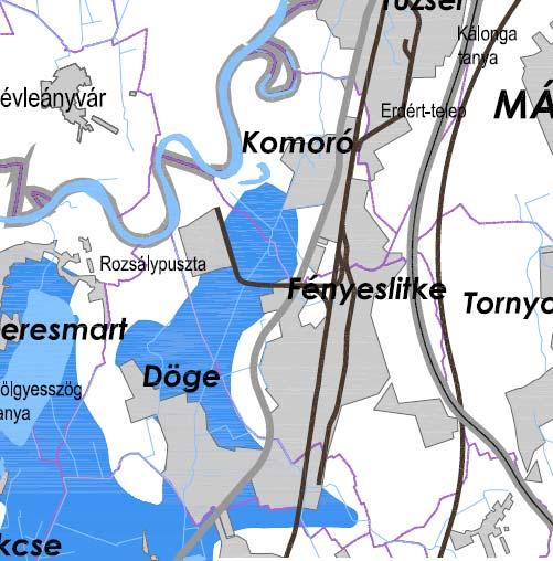 A település területét érinti a Rendszeresen belvízjárta terület övezete, a tervezési területet nem érinti.