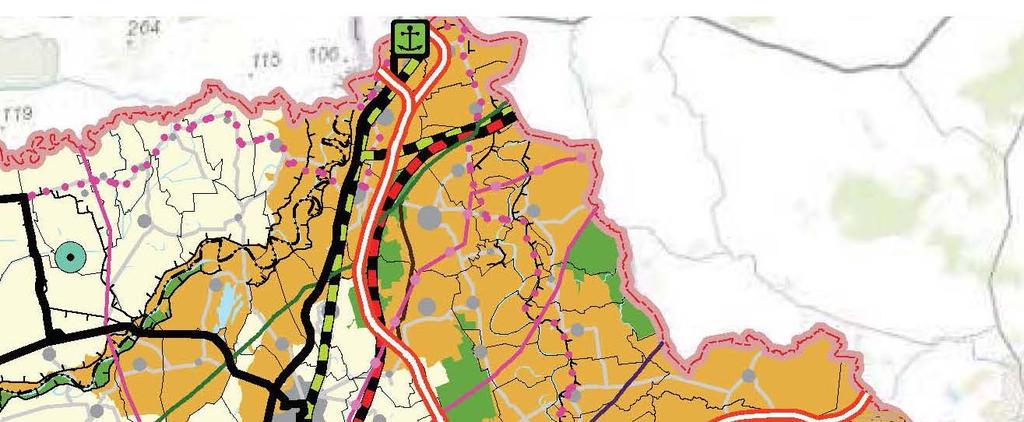 4.2. Az OTrT és SzSzB Megyei TrT nyomvonalának megfelelősége Az M34 engedélyezési terveinek készítése során figyelembe kellett venni a gyorsforgalmi közúthálózatának közérdekűségéről és