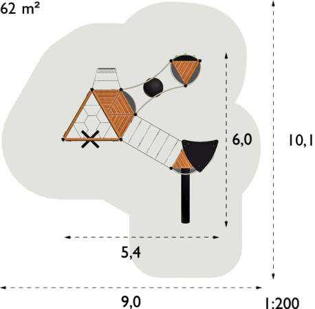 A padlózat nyomás alatt impregnált fenyőből készült, a rögzítéshez süllyesztett, galvanizált acéllemezekkel.