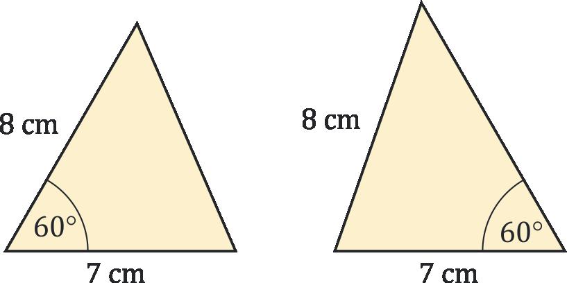 EGYBEVÁGÓSÁG 3. 7 Szerkesztettünk egy háromszöget. Van egy 7 cm és egy 8 cm hosszúságú oldala, és van egy 60 fokos szöge.
