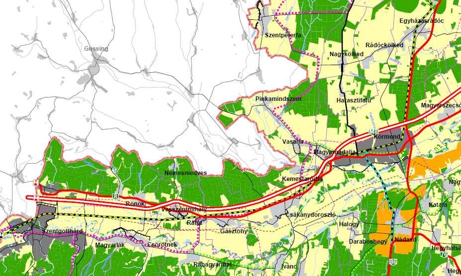 7452 j. összekötő út: K.V.B. tervezési sebesség: 70 km/ó 87106 j. bekötő út: K.VI.C. tervezési sebesség: 50 km/ó. Kemestaródfa a 8. sz.