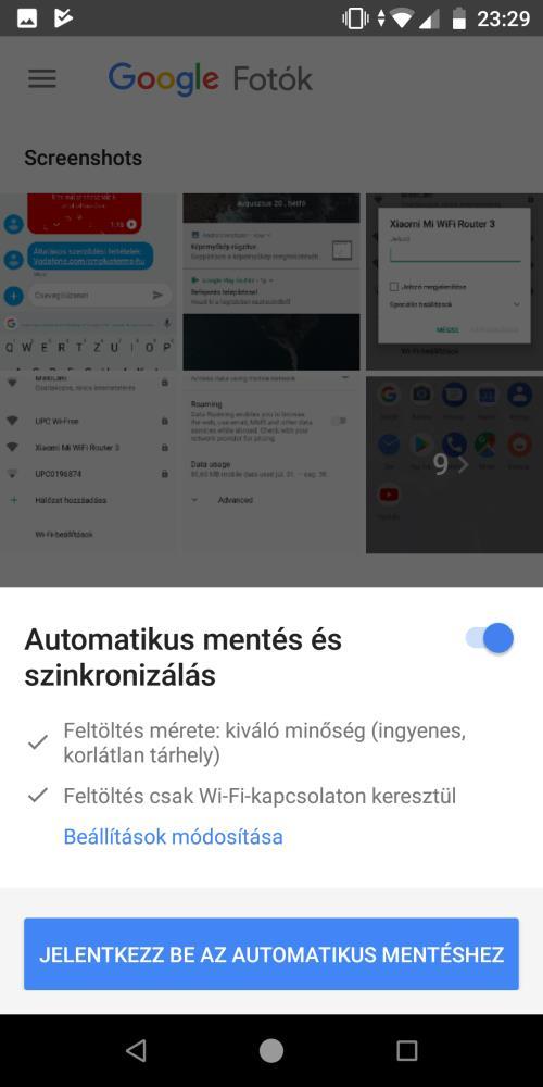 GOOGLE PHOTOS Az A2/A2 Lite készülékekre előre telepítve elérhető a Google Photos szolgáltatás. Első indításkor az alábbi ábra jelenik meg.