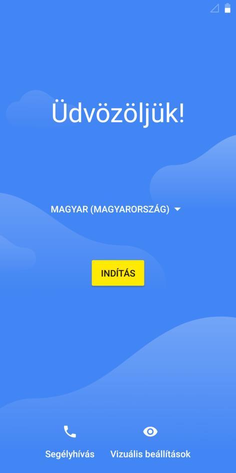 A rendszer alapszintű használata KEZDŐKÉPERNYŐ Első bekapcsolás után az alábbi képernyőt láthatja 1. Válassza ki a magyar nyelvet 2. Nyomja meg az INDÍTÁS gombot 3.