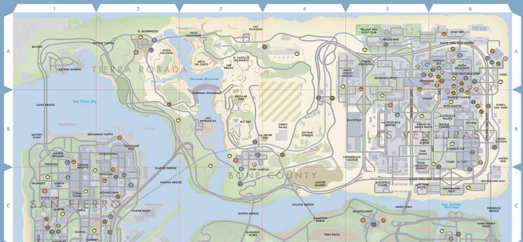 CJ VADÁSZTERÜLETE GTA:SA KÉPEKBEN SAN ANDREAS TÉRKÉPE KACC KATONAI ZÓNA VERDANT MEADOW VENDÉGHÁZ REPTÉRI VENDÉGHÁZ LVA RAKTÁRHÁZ