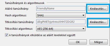 5. ábra 5. A Titkosítási formátum mezőben válassza az S/MIME beállítást (Cryptography format). 6. Pipálja ki az alatta lévő két opciót is. 7.