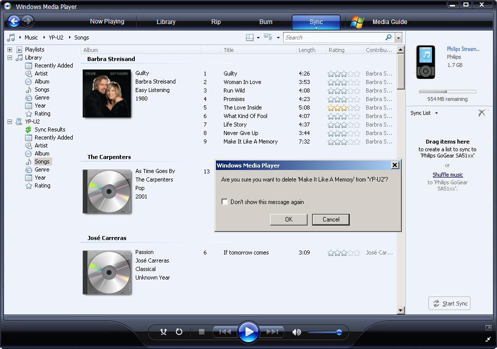 4.4.3 Fájlok törlése a lejátszóról A lejátszón tárolt fájlokat a Windows Media Player segítségével is lehet kezelni.