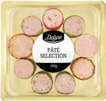 parmezánsajtforgáccsal 1 kg = 13 000 Ft 123 g 1 599Ft DELUXE PATÉ SELECTION Natúr, sült sertéshússal,