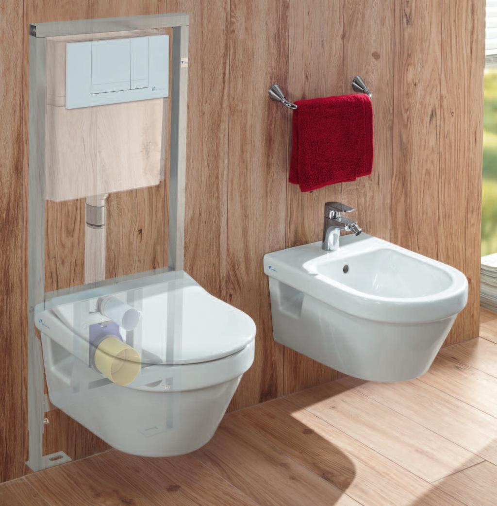 WC-ELEM NYOMÓLAPPAL Az EasyMont egy öblítőtartállyal rendelkező WC-elemet, és hozzájuk